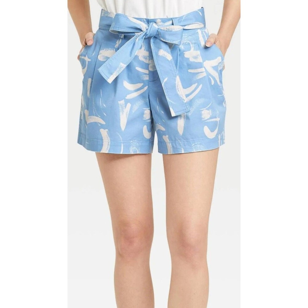 A New Day Women's Paperbag Shorts High Waist Pleated Belted Stretch Size 12 New
